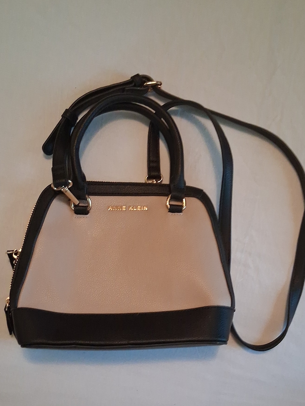 Anne Klein Two Tone Mini Bowler Bag With Crossbody Strap